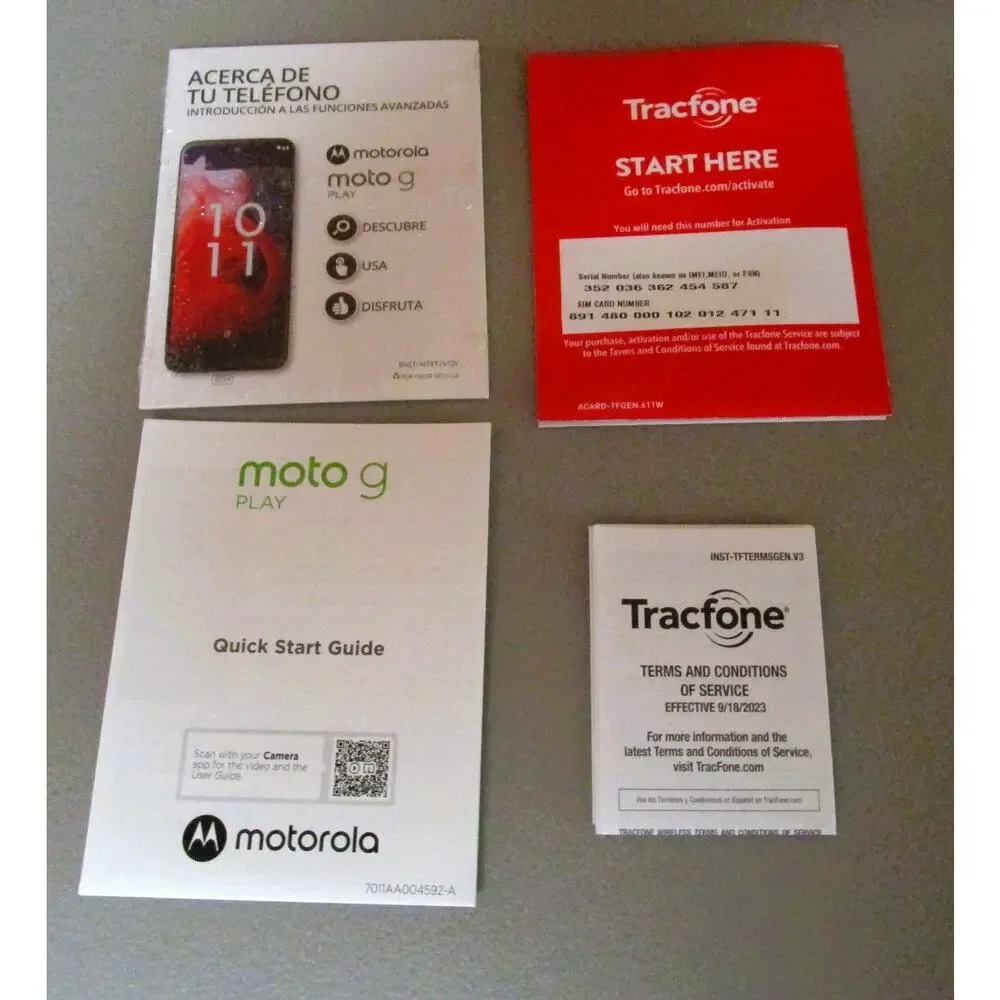 Tracfone Motorola Moto G Play 64GB New Device Cable SIM Activation Kit Included